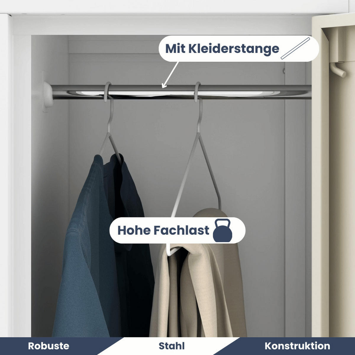 UMKLEIDESCHRANK Spind TOKIO 6 Abteile 185x90x45cm Weiß-Sonoma Eiche - Weiß, Metall (90/185/45cm) - DELUKE