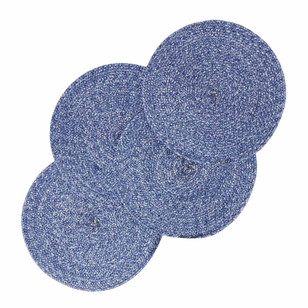 TISCHSET blau im 4er-Set, Platzsets rund geflochten, 40 cm - Blau, Textil (40/40cm) - Homescapes