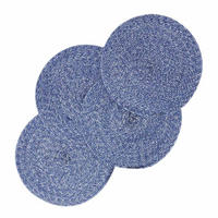 TISCHSET blau im 4er-Set, Platzsets rund geflochten, 40 cm - Blau, Textil (40/40cm) - Homescapes
