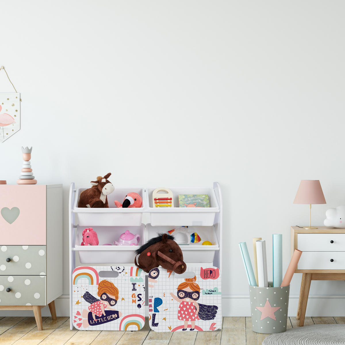 KINDERREGAL - Weiß, Holz/Holzwerkstoff (82.5/80.5/30cm) - Relaxdays