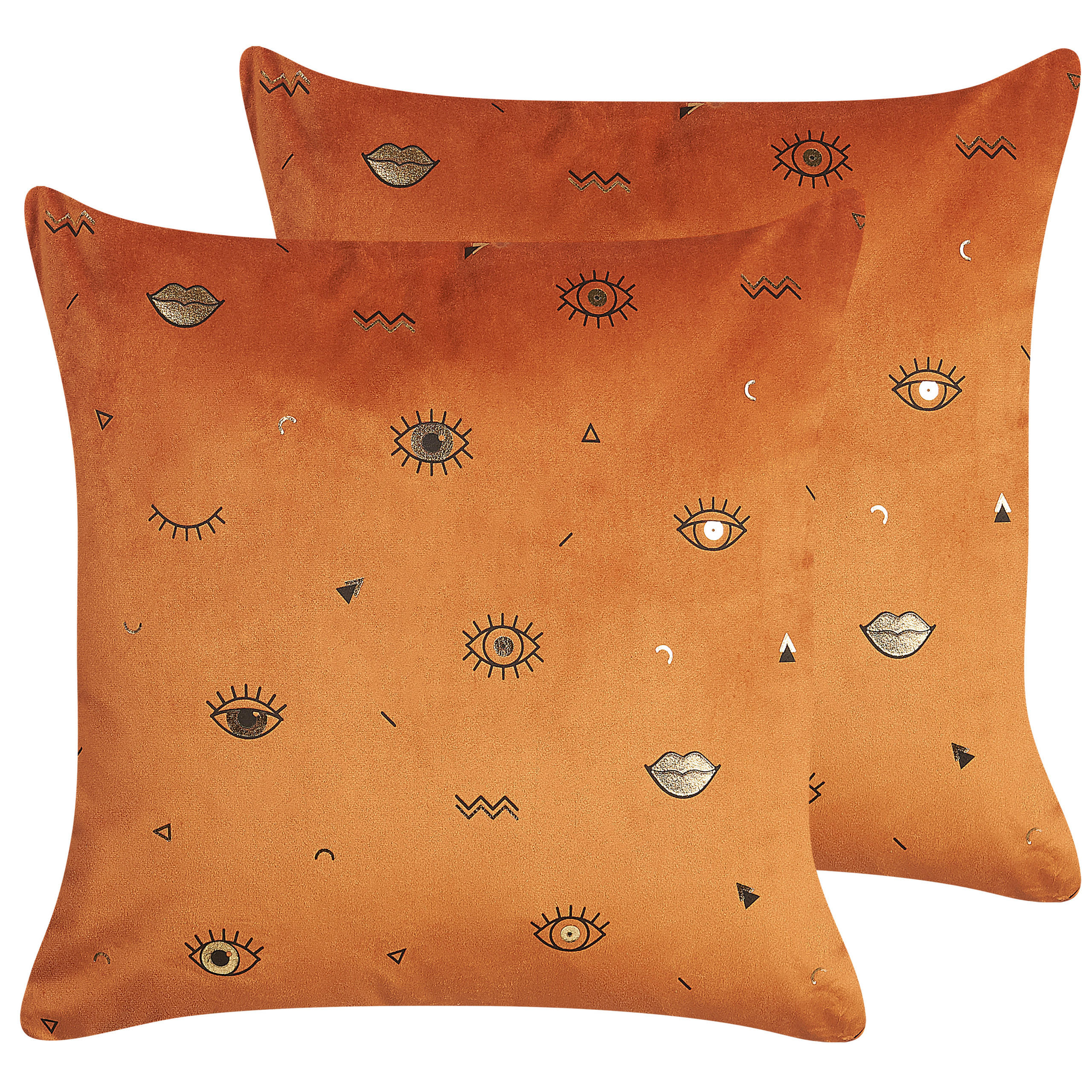 DEKOKISSEN 2er-Set Orange 45/45 cm Aeonium - Orange, Textil (45/45cm) - Beliani