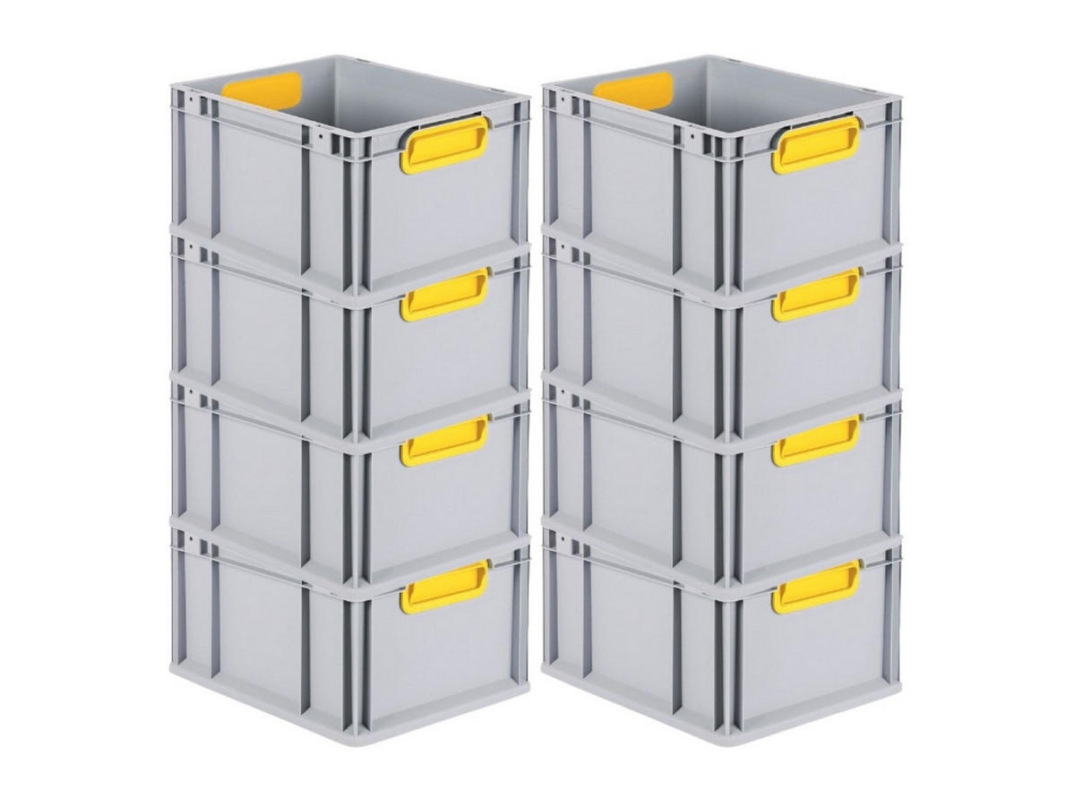 EUROBOX 8x Nextgen Color 22x30x40cm 20 Liter Griffe Gelb Geschlossen - Gelb, Kunststoff (30/22/40cm) - PROREGAL