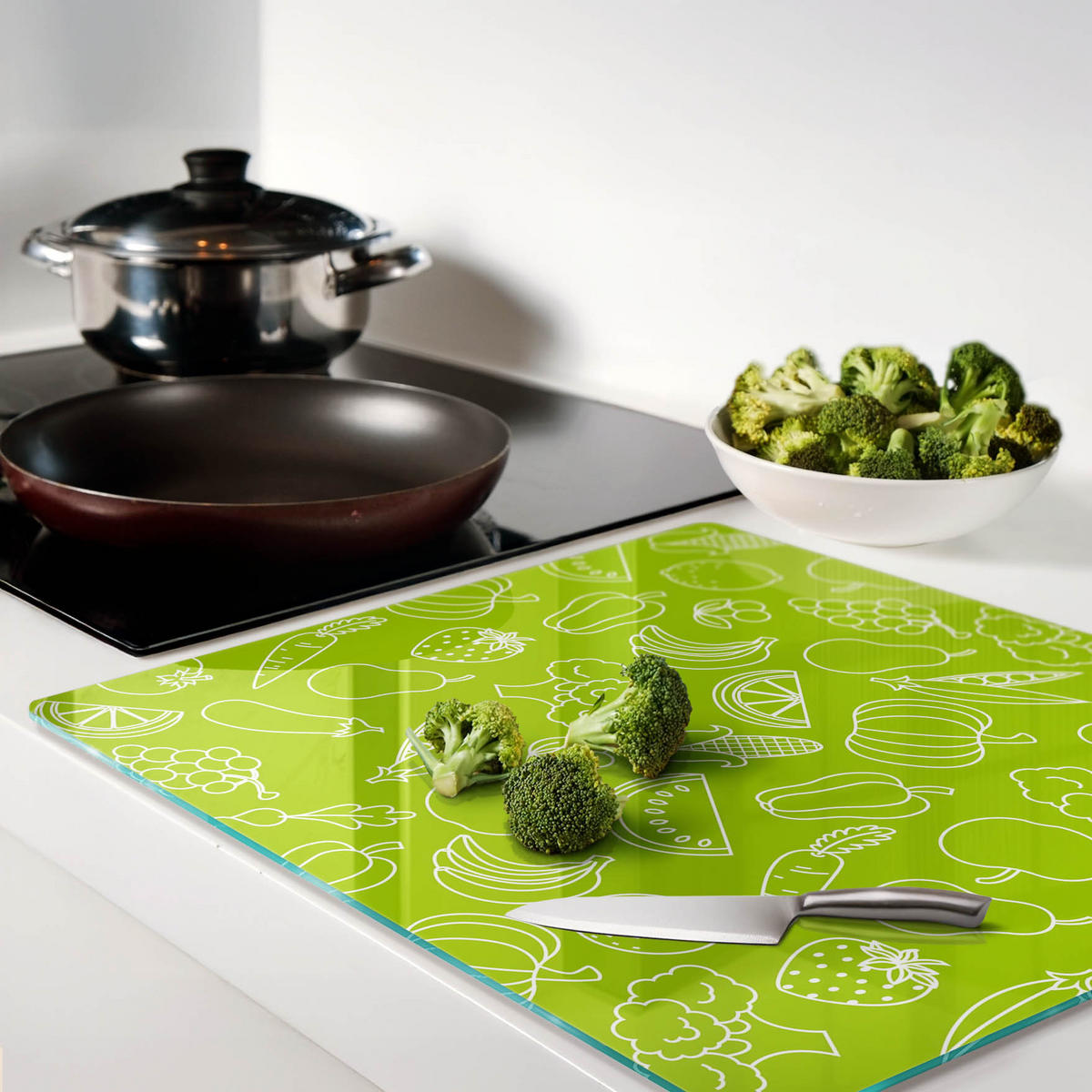 GLASPLATTE 60x52 cm Obst und Gemüse - Grün, Glas (60/0.4/52cm) - TULUP
