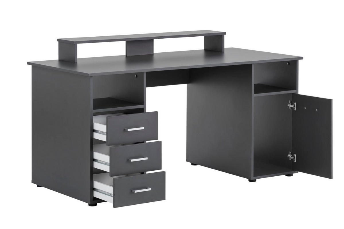 SCHREIBTISCH Fox Large 86x150x70 cm mit Flügeltür Anthrazit - Anthrazit, Holz (70/150/86cm) - PROREGAL