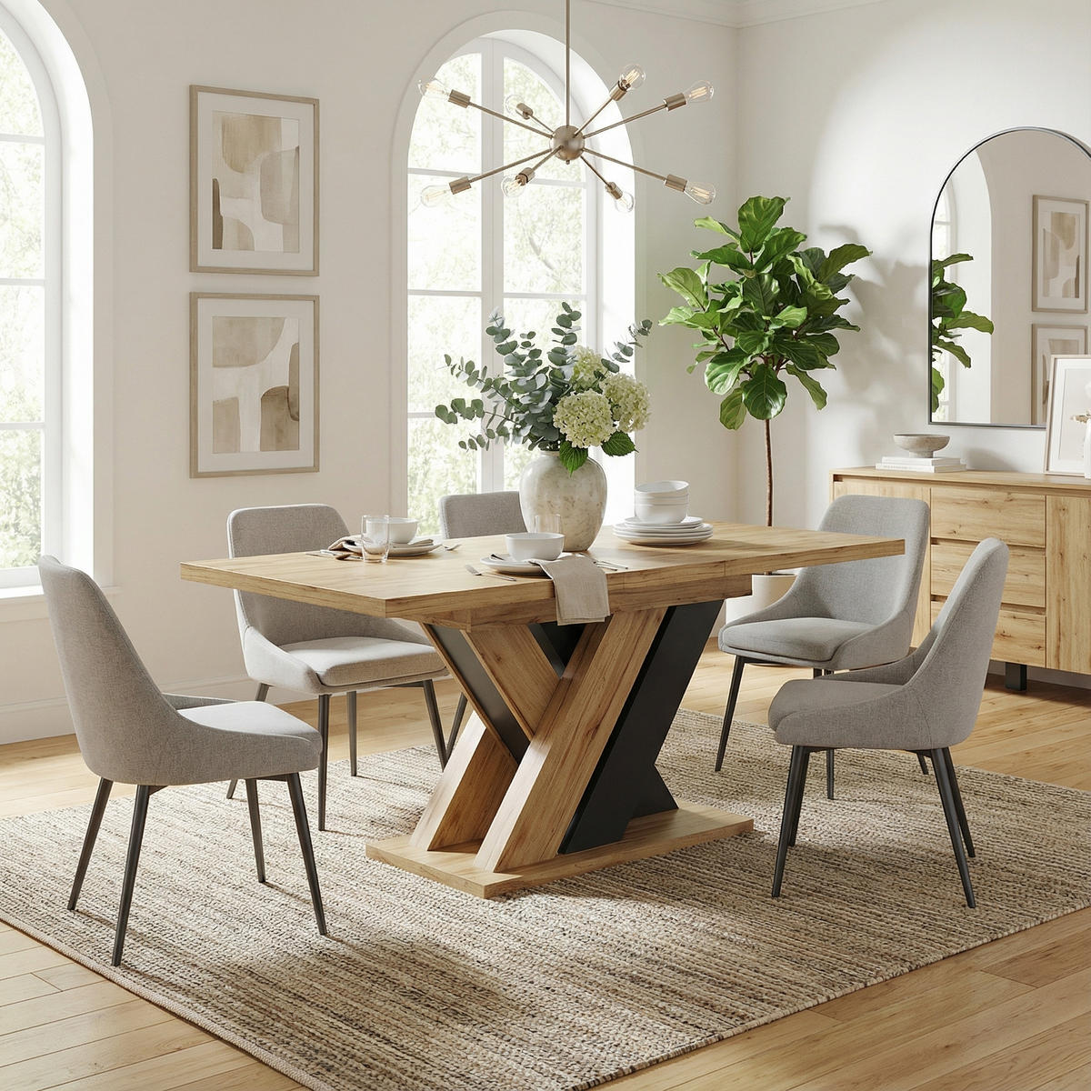 ESSTISCH ausziehbarer (119-158,5 cm) in Holzoptik & Schwarz - Eichefarben, Holzwerkstoff (80/159/75cm) - Urban Meuble