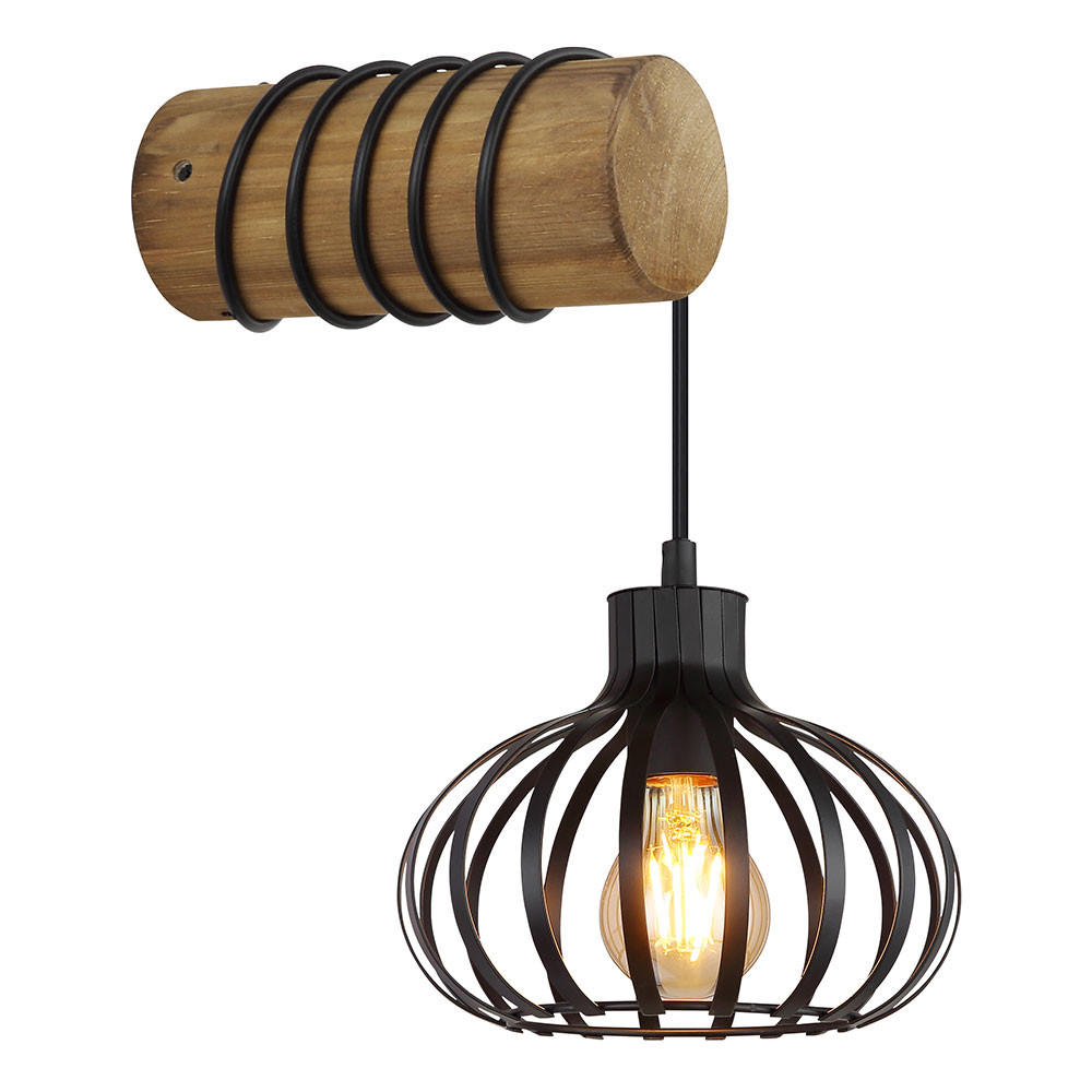 LED WANDLEUCHTE CALDWELL Holz Metall Braun Aufbau - Braun, Holz (20/59/29cm) - Globo Lighting