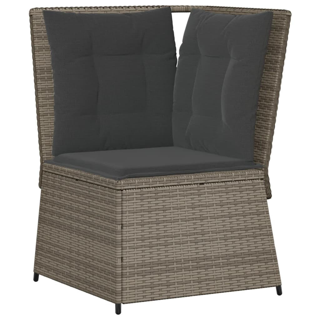 GARTEN-ECKSOFA mit Kissen Grau Poly Rattan - Grau, Kunststoff (67/95/67cm)
