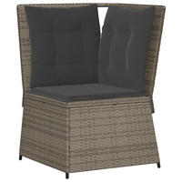 GARTEN-ECKSOFA mit Kissen Grau Poly Rattan - Grau, Kunststoff (67/95/67cm)