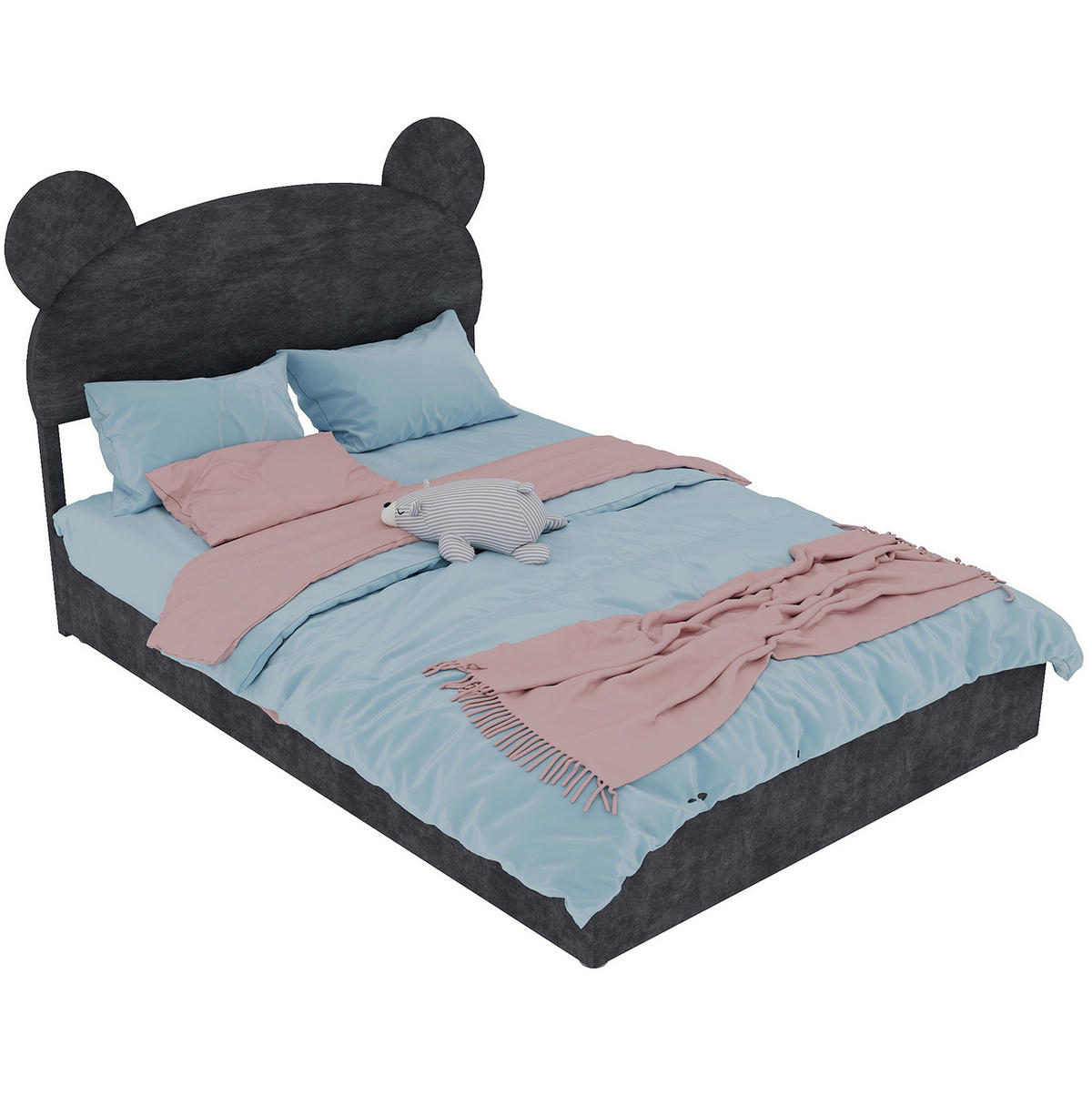 ČALÚNENÁ posteľ 140/200 cm sivá z látky a kovu s úložným priestorom a plynovým zdvihom - sivá, textil (140/200cm) - OKWISH