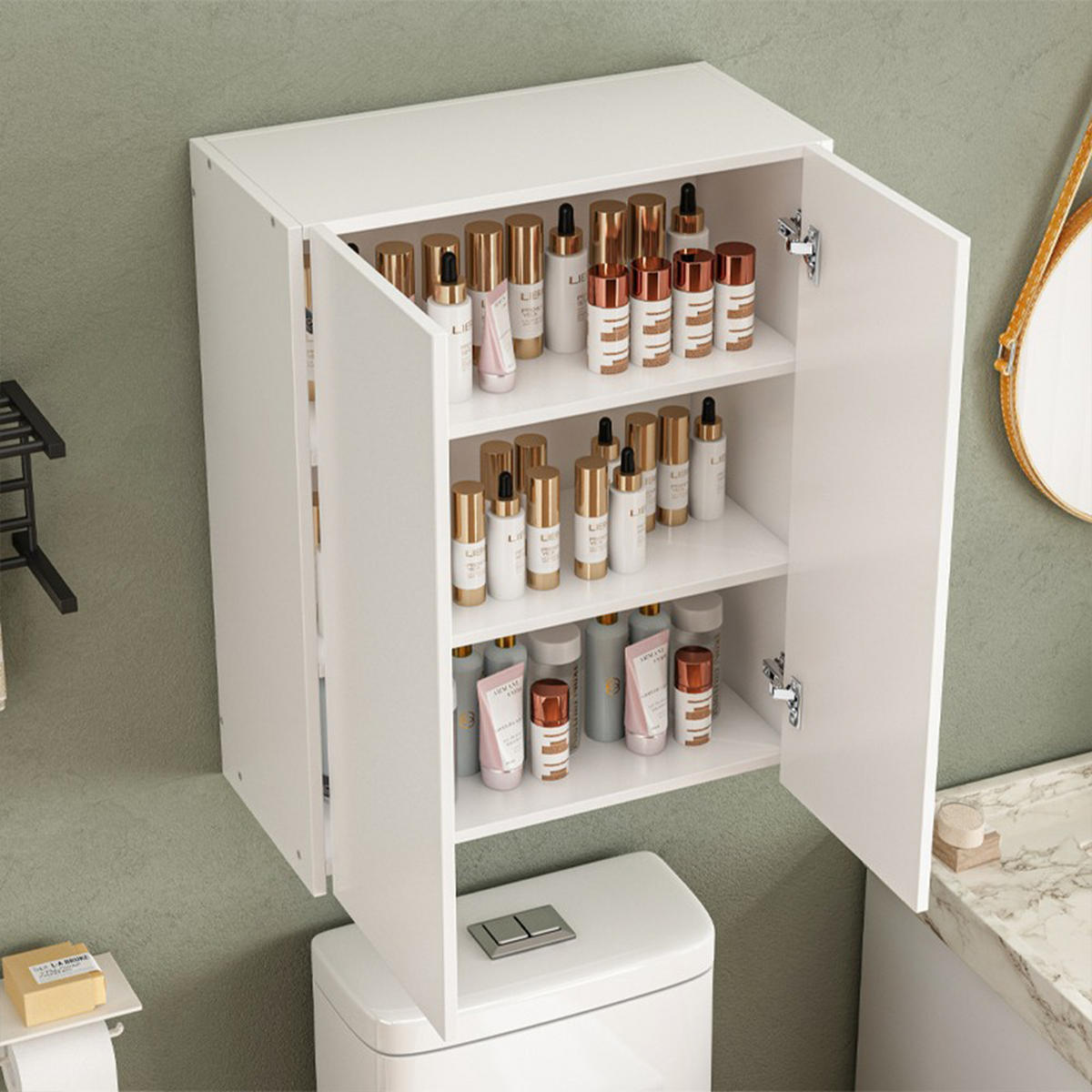 BADEZIMMERSCHRANK, weiß 60/30/80cm - Weiß, Holzwerkstoff (60/80/30cm)