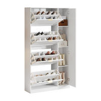 SCHUHSCHRANK aus Spanplatte 80x24x147cm in Weiß mit Spiegeltüren - Weiß, Holzwerkstoff (80/147/24cm) - Modfu