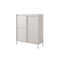 HIGHBOARD Ferrato A 104 cm Beige - mit 3 Türen, 5 Fachböden und Riffel-Optik - Beige, Holz/Holzwerkstoff (103/123/39cm) - Ravio