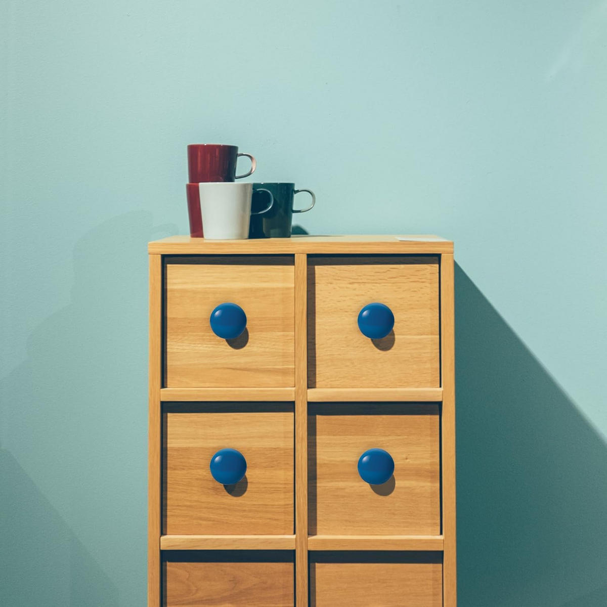 SCHRANKKNOPF Keramik Blau 6er-Set - Blau, Keramik (0.32/2.4/0.32cm)