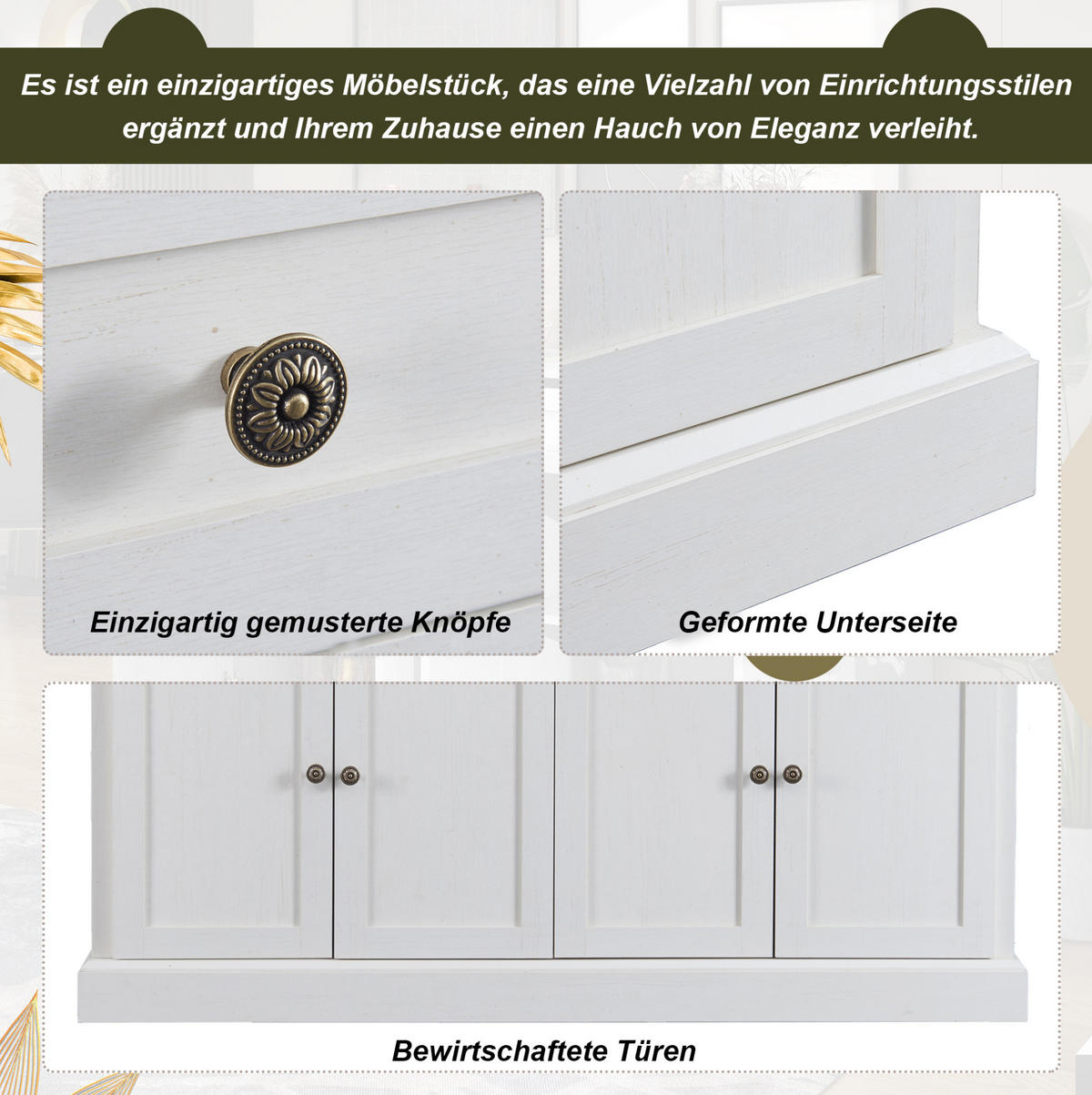 SIDEBOARD 150/40/86 cm mit 4 Türen & 2 Schubladen in Weiß/Natur - Naturfarben, Holzwerkstoff (150/86/40cm) - BEAOK
