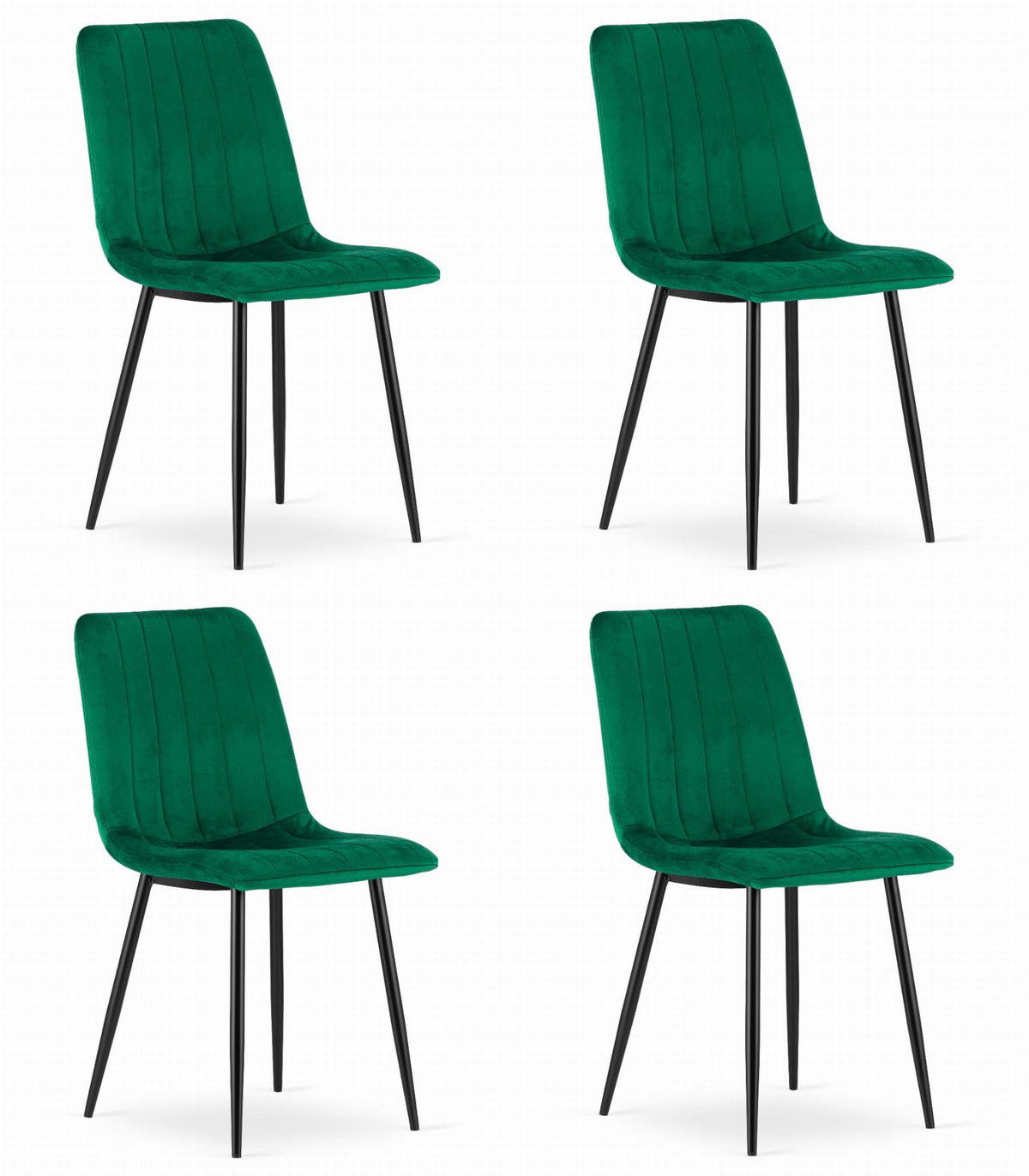 ESSZIMMERSTUHL 4er Set Dunkelgrüner Velours, gerippte Rückenlehne, bequeme Sitzfläche - Grün, Textil (43/91/40cm) - Best For Home