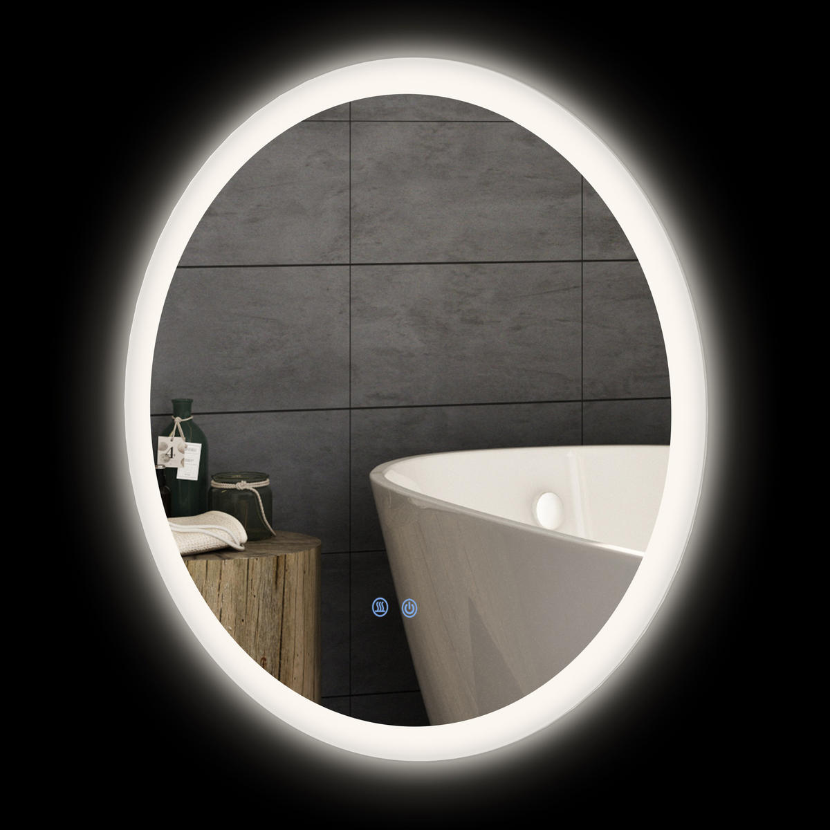 BADEZIMMERSPIEGEL DE-15127 mit 3 LED-Farben und dimmbarer Helligkeit Grau - Silberfarben, Glas (60/3/60cm) - ComfortXL