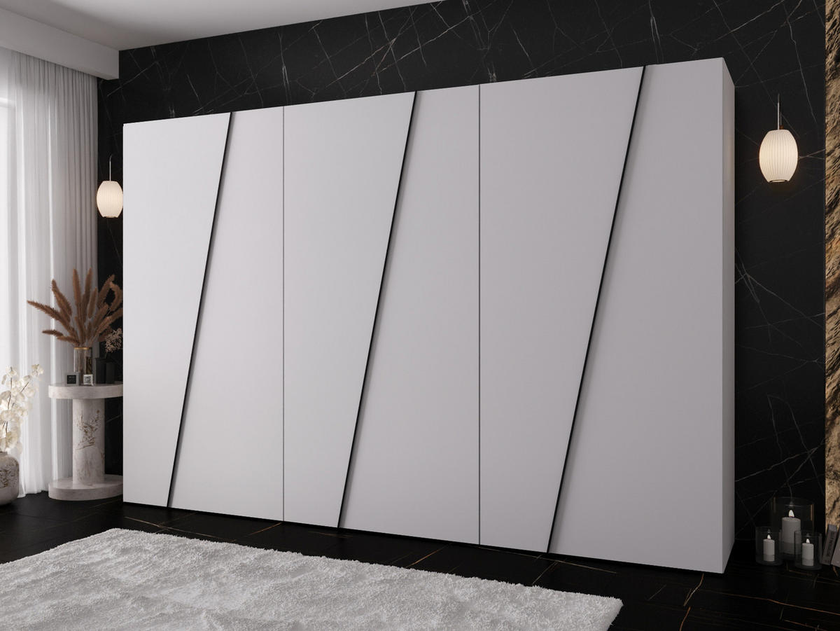 DREHTÜRENSCHRANK Zen 300 cm - Schwarz/Weiß, Holzwerkstoff/Kunststoff (300/202/50cm) - MIRJAN24