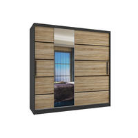 SCHWEBETÜRENSCHRANK Verona MBP, Schwarz/Sonoma Eiche Matt, 200 cm, mit Spiegel - Sonoma Eiche, Holz (200/216/60cm) - B BELINI GROUP