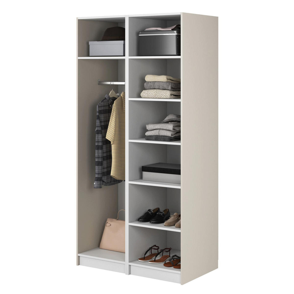 KLEIDERSCHRANK Moonir Greige 100 cm - Taupe/Goldfarben, Holzwerkstoff/Metall (100/200.5/57cm) - Selsey