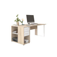 SCHREIBTISCH Büro Start Up 11 in Weiß und Japanischer Eiche – Schreibtisch mit Container - Braun, Holzwerkstoff (120/80/200cm)