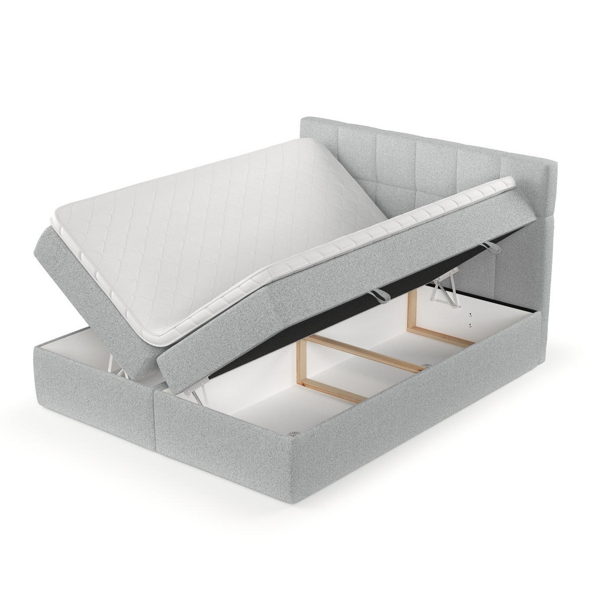 POSTEL BOXSPRING VARENO 200/200 Světle šedá - černá/světle šedá, kov/dřevo (200/200cm) - AltaBeds