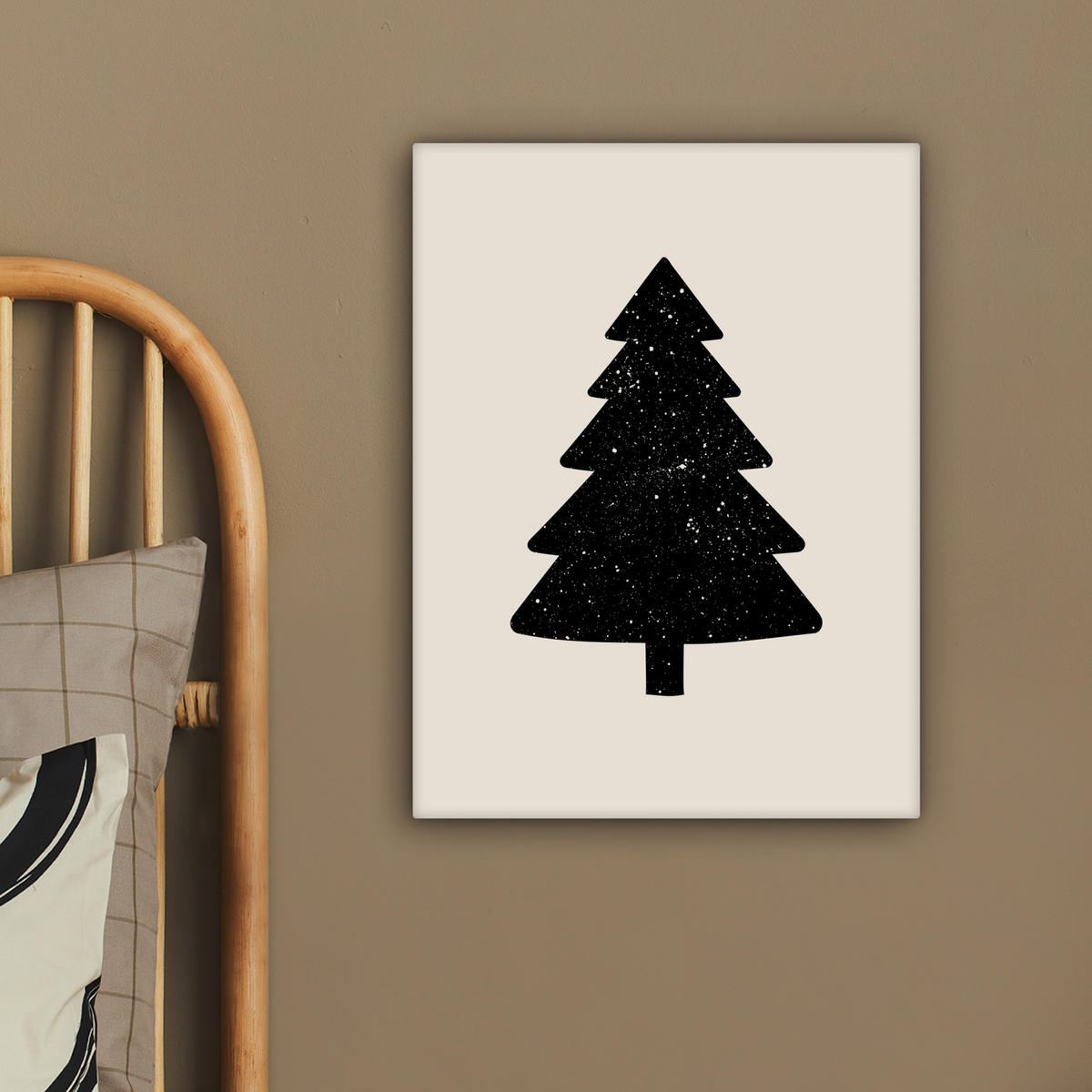 LEINWANDBILD Weihnachtsbaum - Schwarz - Urlaub - Beige 30x40 cm - Schwarz, Textil (30/40cm) - MuchoWow