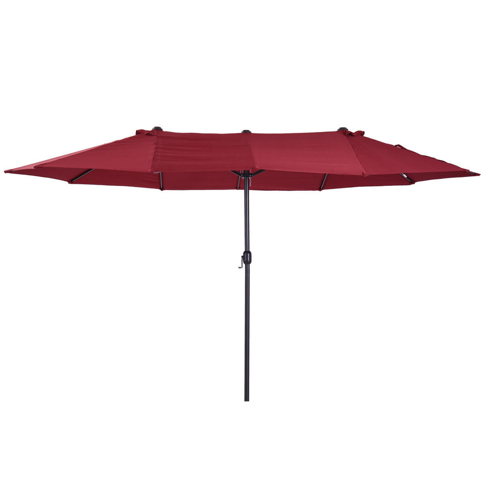 SONNENSCHIRM Oval 460x270cm Weinrot Mit Handkurbel - Weinrot, Textil (270/460cm) - Raelunyi