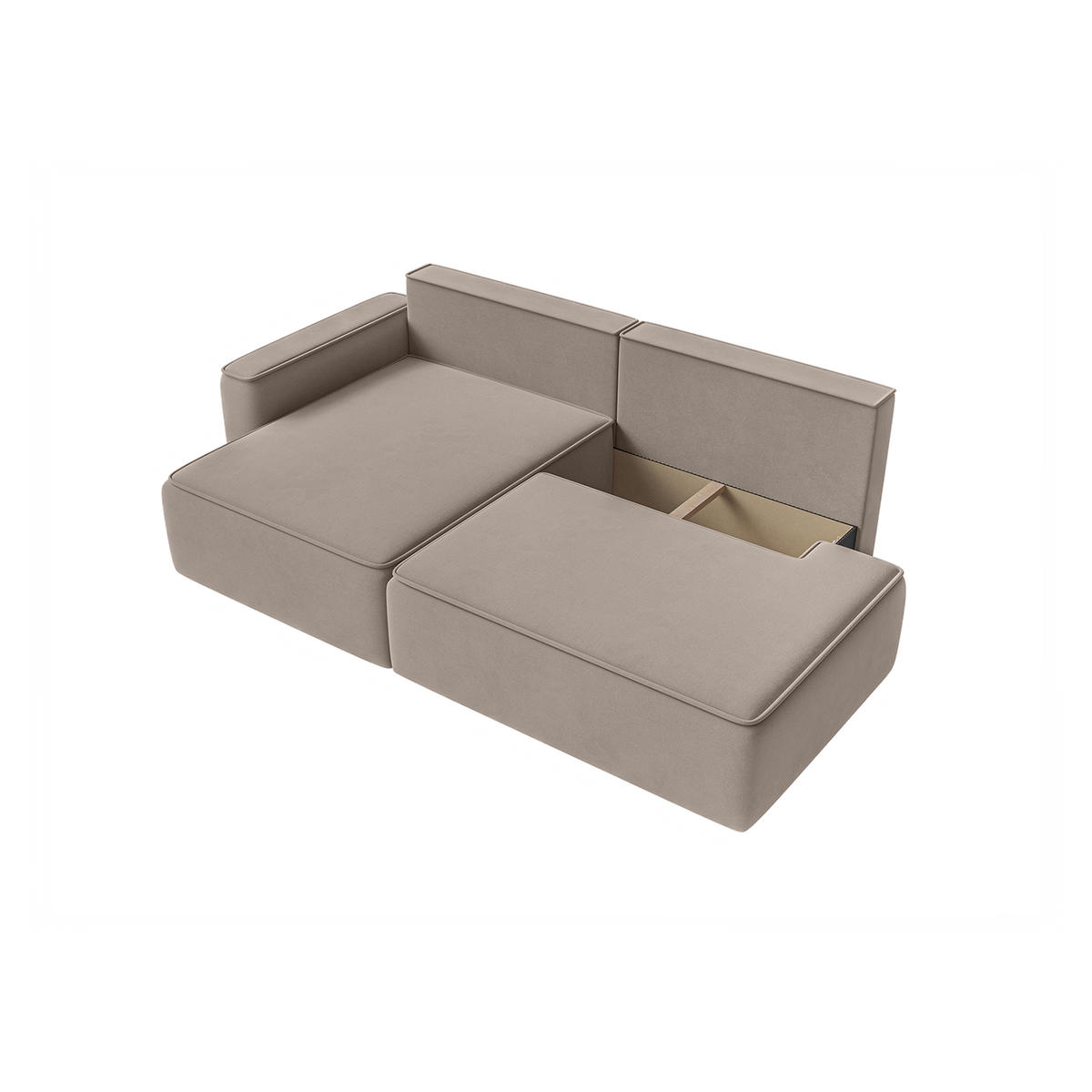 ECKSOFA Sarro mit Schlaffunktion, Taupe - Taupe, Textil (165/260cm) - Fedve