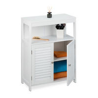BADSCHRANK - Weiß, Holzwerkstoff/Metall (60/80/29cm) - Relaxdays