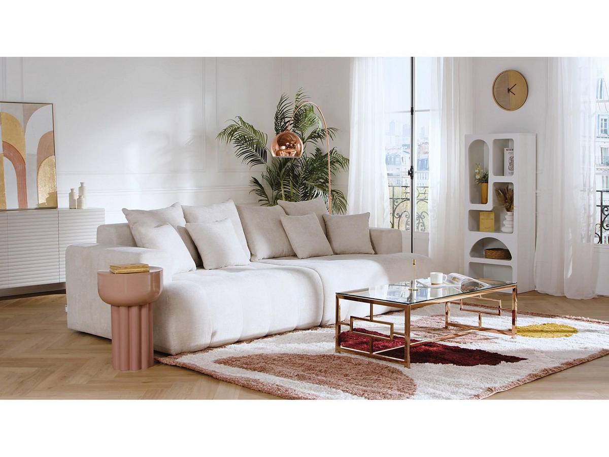 SOFA ohne Schlafmöglichkeit - 4 Personen-Sitzer - Stoff - Beige - - Beige, Textil (272/102/140cm) - Vente-Unique