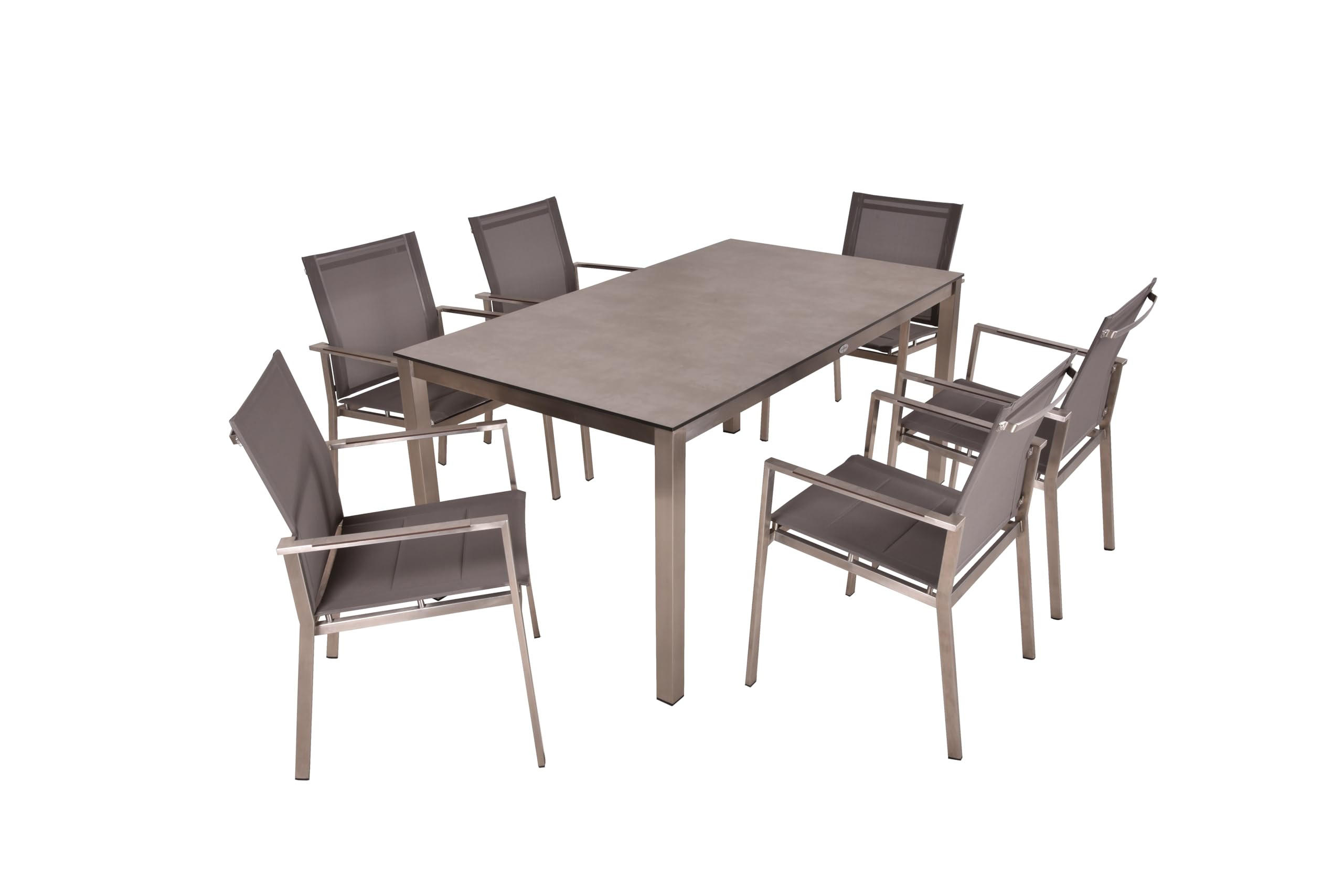 GARTEN-SITZGRUPPE David 7-teilig Gartenmöbel-Set - Grau, Kunststoff - DELUKE