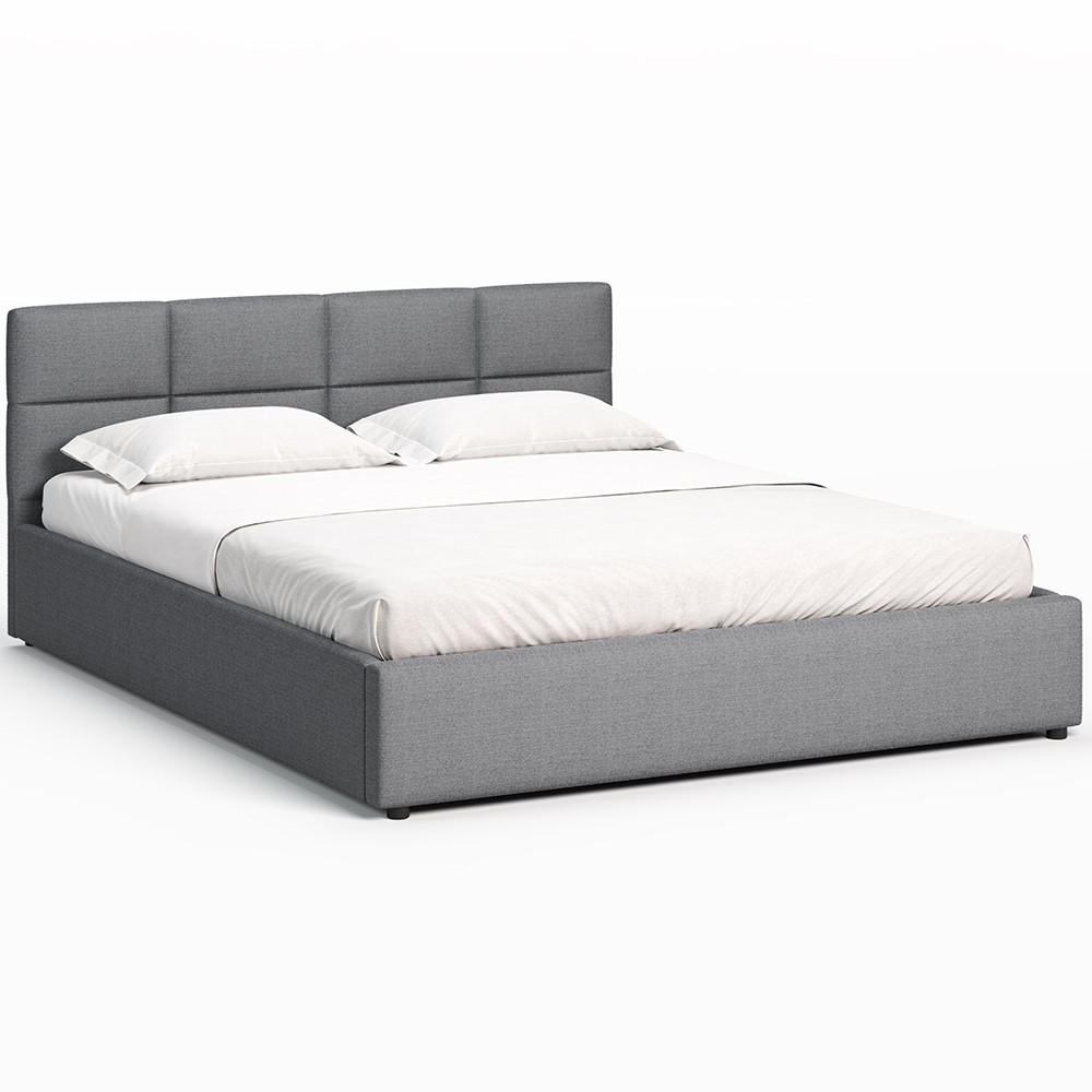 POLSTERBETT 160×200 mit Bettkasten und Lattenrost Mika 028-28 Grau Geflochten - Grau, Holz/Textil (160/200cm) - Jana