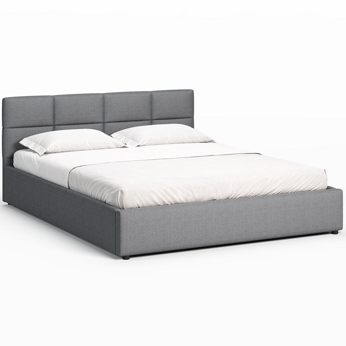 POLSTERBETT 160×200 mit Bettkasten und Lattenrost Mika 028-28 Grau Geflochten - Grau, Holz/Textil (160/200cm) - Jana