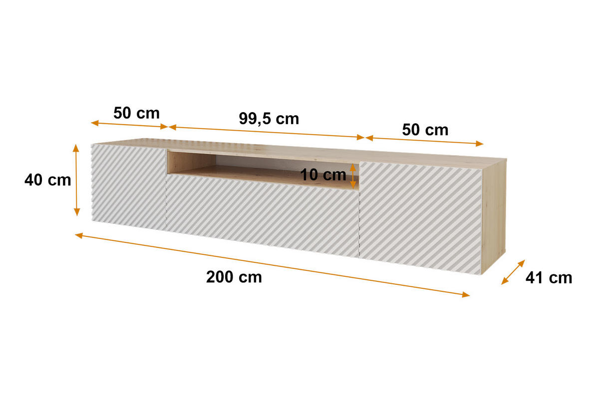 LOWBOARD ZENO-W 200x40x41 cm - Artisan / Weiß - Weiß, Holzwerkstoff (200/40/41cm) - ALTDECOR