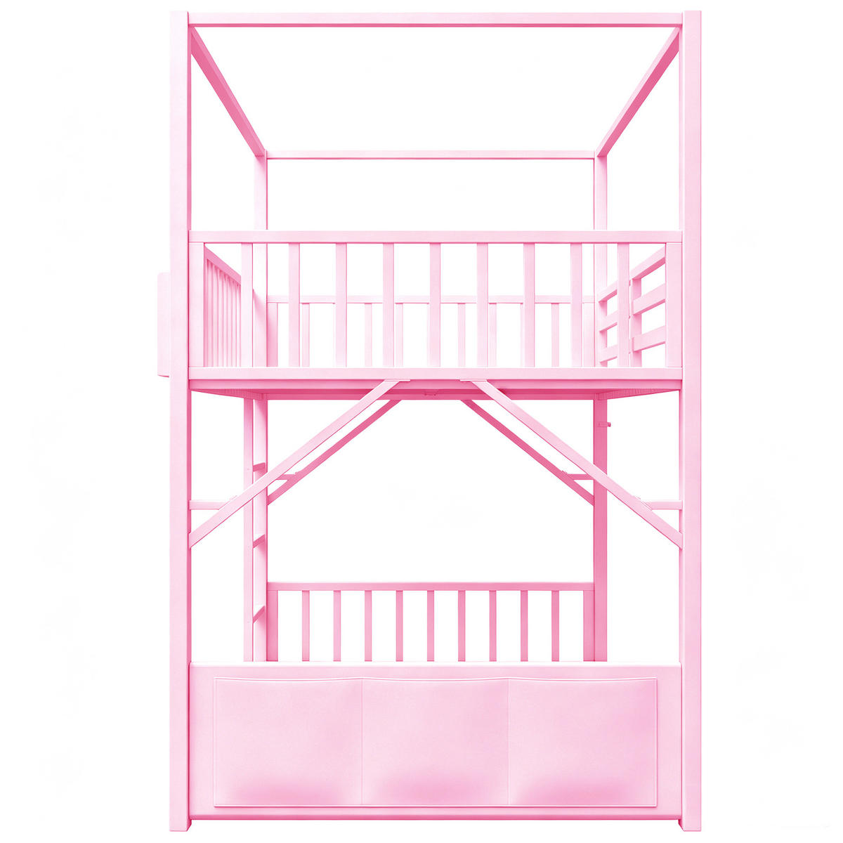 ETAGENBETT 90/200 cm Metall mit Dachdesign, DE-41590, in Rosa - Pink, Metall (90/200cm) - ComfortXL