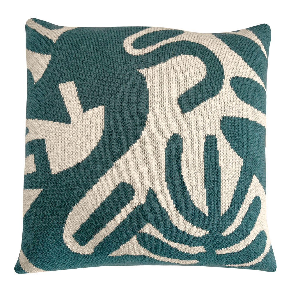 DEKOKISSEN Flora gestrickt grün 50x50 - Grün, Textil (50/50/12cm) - Malagoon