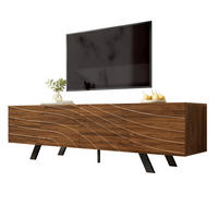 TV-SCHRANK 160x39x50.5cm Walnuss Wellenfront Eisenbeine Kabelmanagement - Walnussfarben, Holzwerkstoff (39/50.5/160cm) - FLIEKS