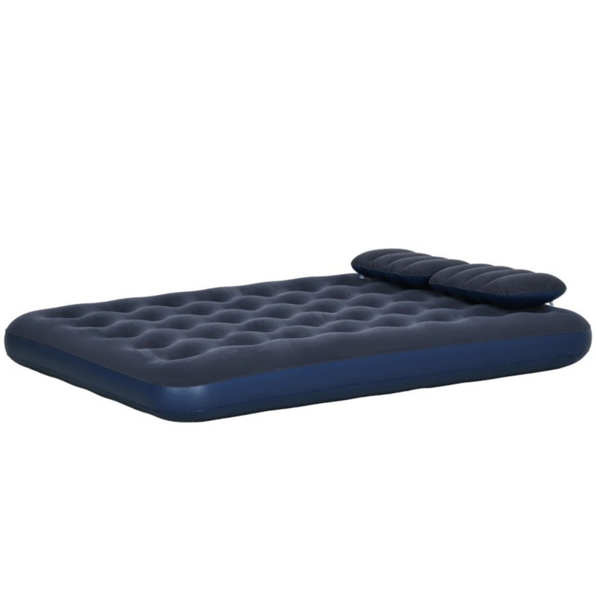 LUFTBETT Doppel-Luftmatratze mit Handpumpe & Kopfkissen， Blau 203x152x22cm für Camping & Gäste - Blau, Kunststoff