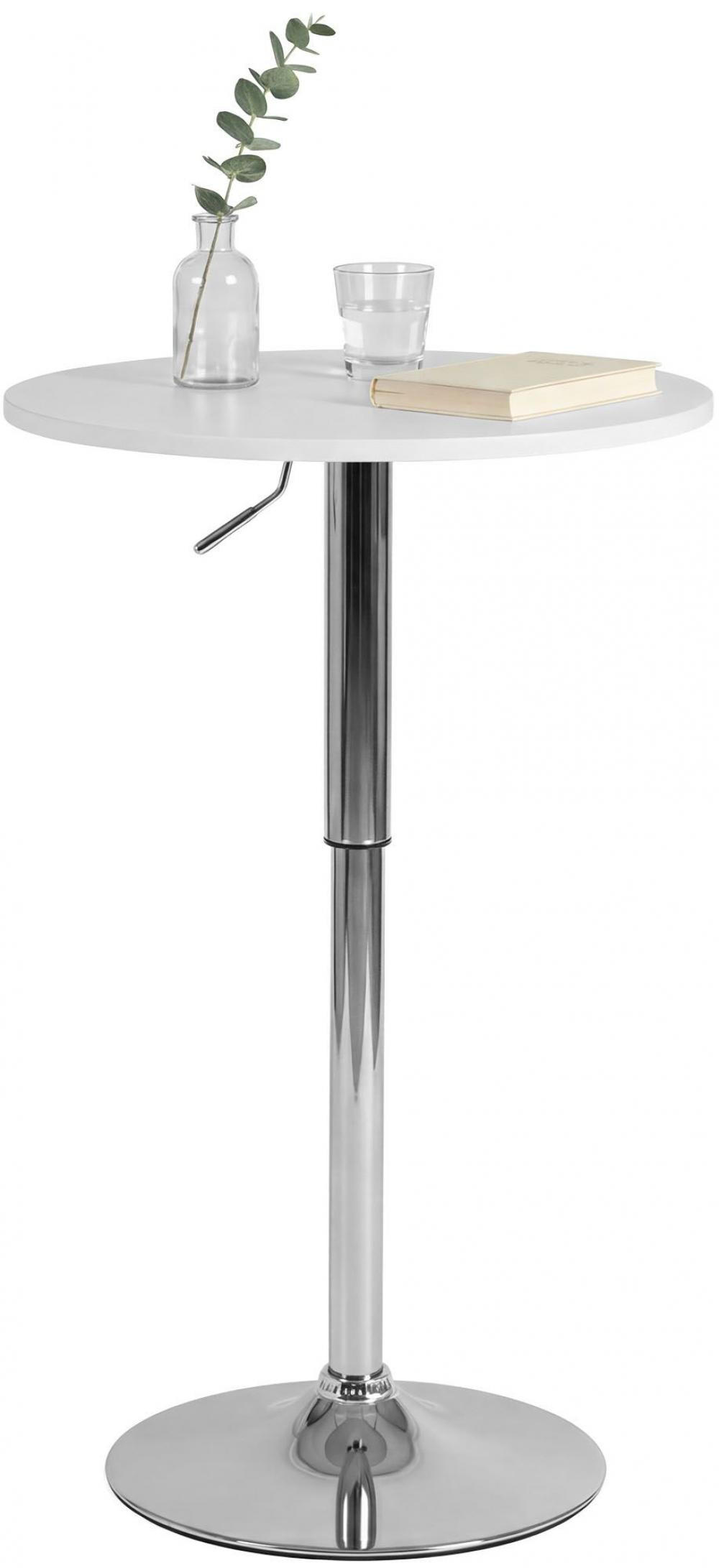 STEHTISCH rund 60 cm Holz Weiß - Chromfarben/Weiß, Holz/Metall (60/60/85cm) - CLP