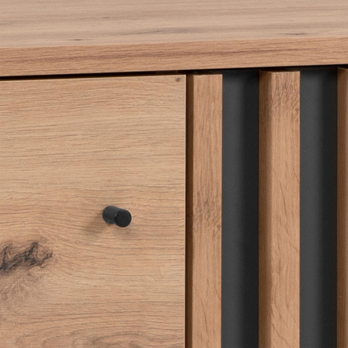 SIDEBOARD 80/85/40 cm Eiche, Schwarz - Braun, Holz (80/85/40cm) - Homestyle4u