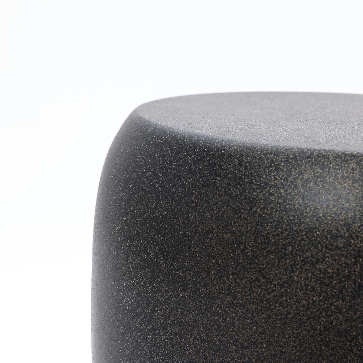 BEISTELLTISCH für den Außenbereich, 50 cm, rund, Struktur aus Zement im Travertin-Stil - Schwarz Hochglanz, Kunststoff (35/35/49.5cm) - Hometopia