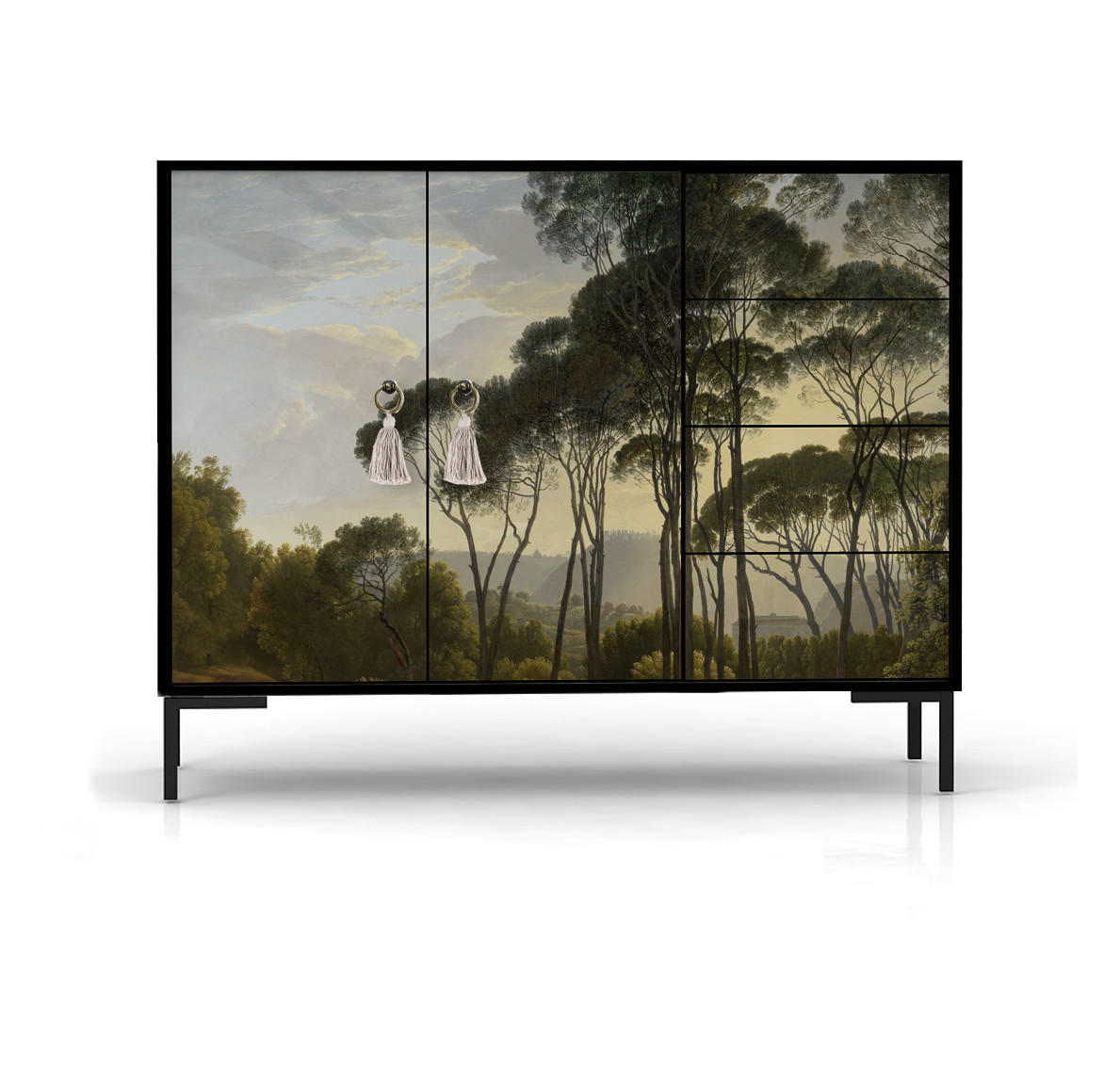 KOMMODE mit 2 Türen und 4 Schubladen aus MDF mit Walddruck WILMA HERNDRICK - Multicolor, Holzwerkstoff (45/84/113cm) - RNT By Really Nice Things