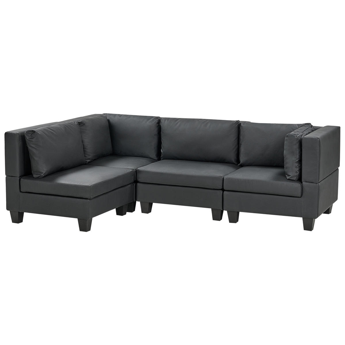 COLȚAR modul cu 4 locuri pe partea dreaptă negru piele ecologică Unstad - negru, material plastic (228/152cm) - Beliani