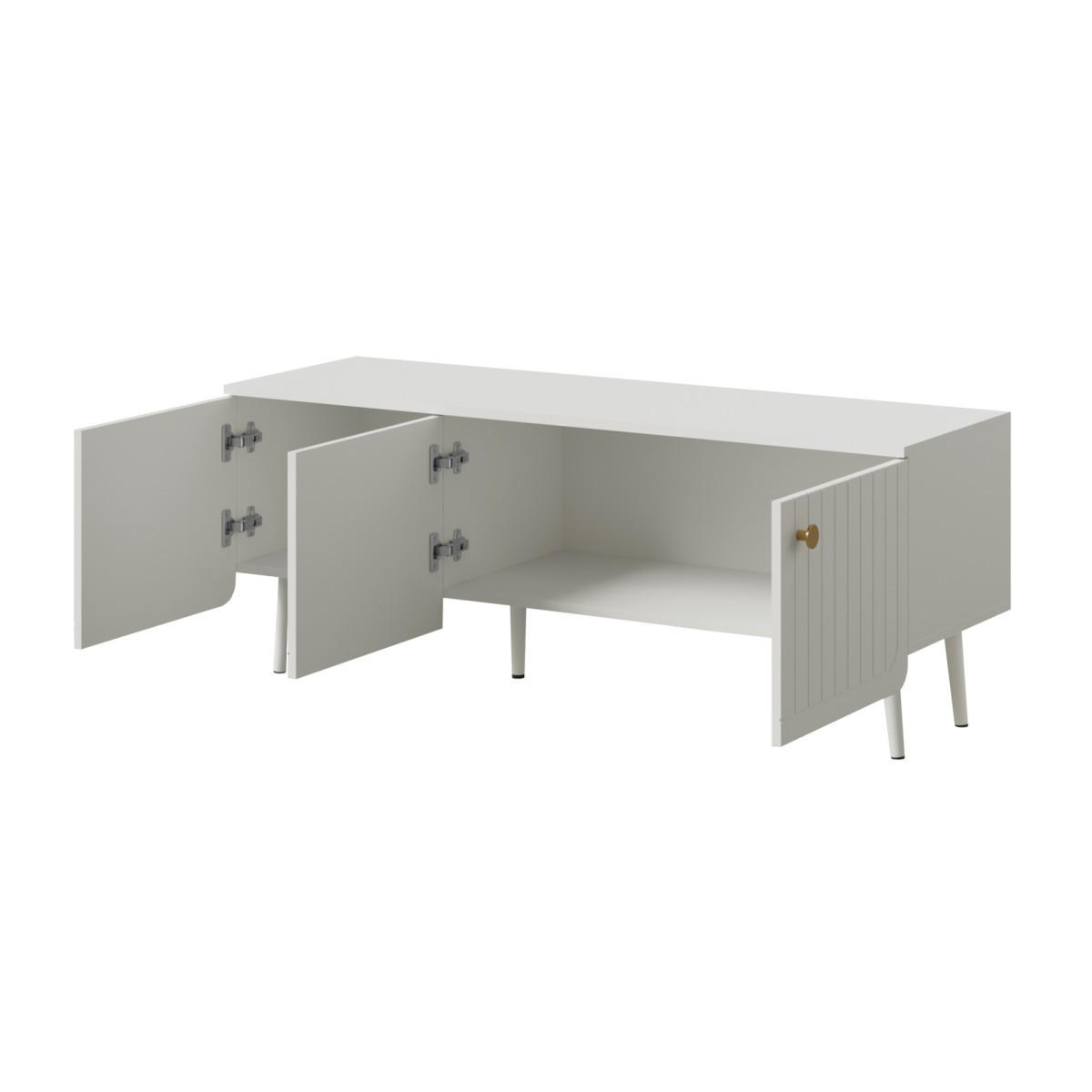 TV-LOWBOARD Chloe 3D 125 Weiß (schwarzer oder goldener Griff) - Schwarz/Weiß, Holzwerkstoff/Kunststoff (127/50/40cm) - mzm24