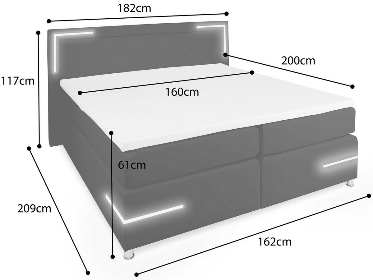 BOXSPRINGBETT Arizona Weiß 160/200 cm H2/H3 Kunstleder - Weiß, Textil (160/200cm) - wonello