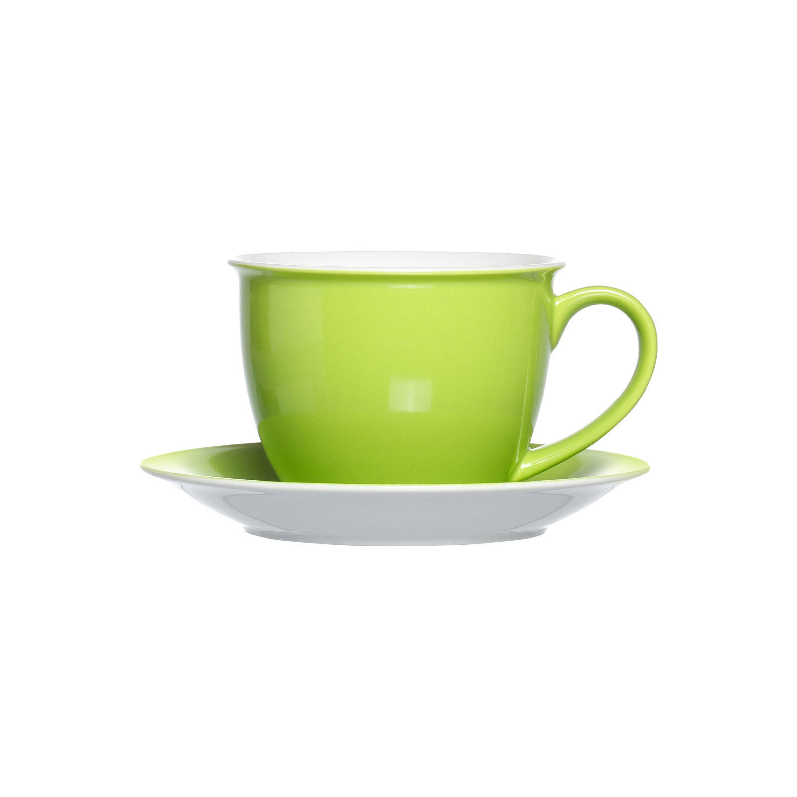 MILCHKAFFEE TASSEN MIT UNTERTASSEN Doppio Grün 350 ml 6er Set - Grün, Keramik (17/11/17cm) - Ritzenhoff Breker