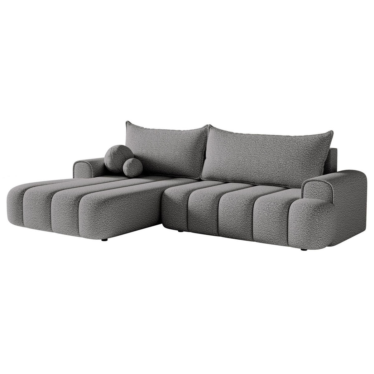 ECKSOFA Dandelino Grau mit Bouclé-Bezug, links - Schwarz/Grau, Kunststoff/Textil (271/172cm) - Selsey