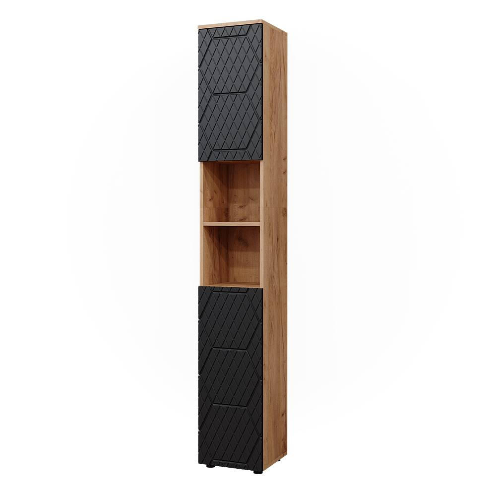 BADSCHRANK Irma Anthrazit gestreift 30 x 192 cm - Anthrazit, Holzwerkstoff (30/192/30cm) - Vicco