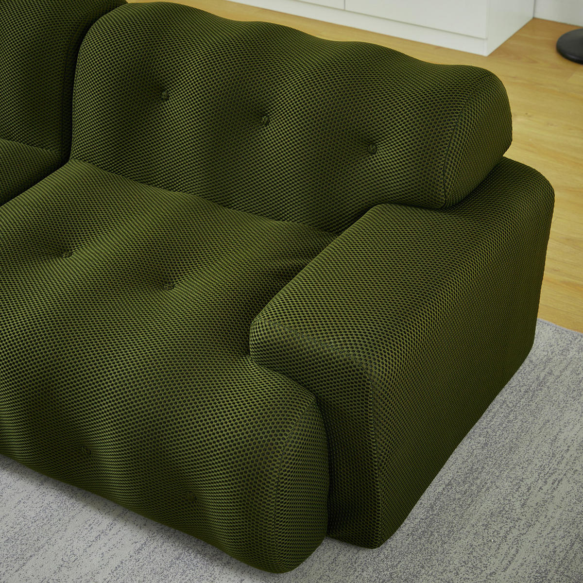 2-SITZER-SOFA 224x104x66cm Geschwungenes Design Vormontiert - Grün, Textil (104/66/224cm) - Raelunyi