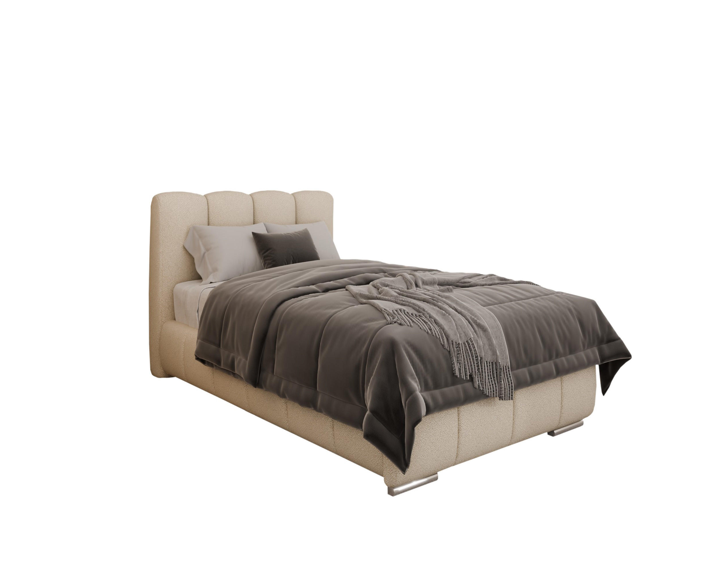 POLSTERBETT Zaira 100x200cm – Elegantes Polsterbett für modernen Wohnstil , ohne matratze, beige - Beige, Holz (100/200cm) - Homesy
